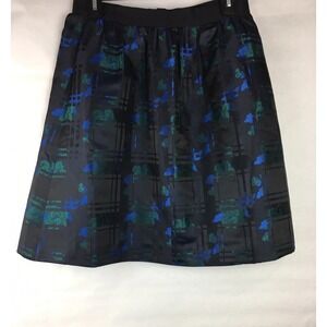 J Crew Women's Plaid‎ Jacquard Floral Rose Skirt Pockets A Line Pleated size 6